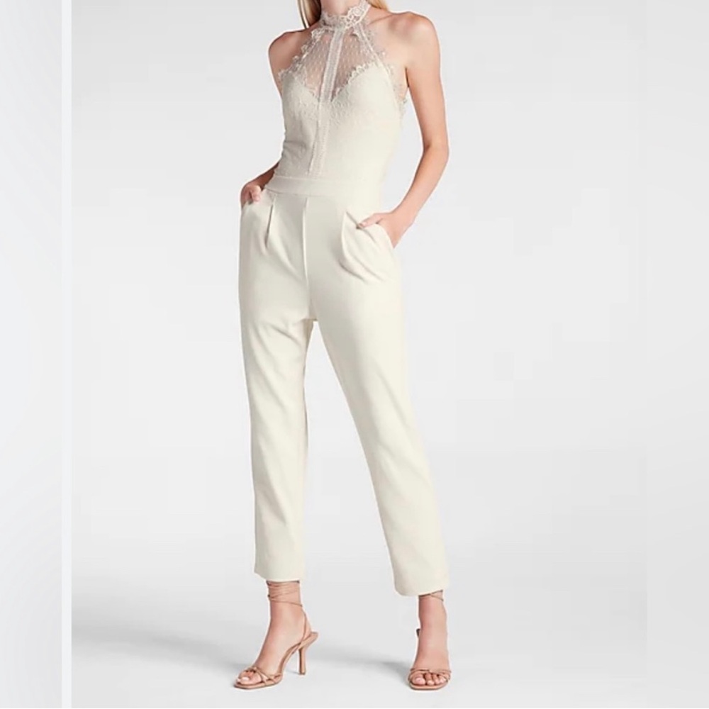 Express White/Cream Jumpsuit | Size Small